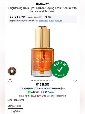 Ranavat brightening dark spot and anti aging facial serum! New!